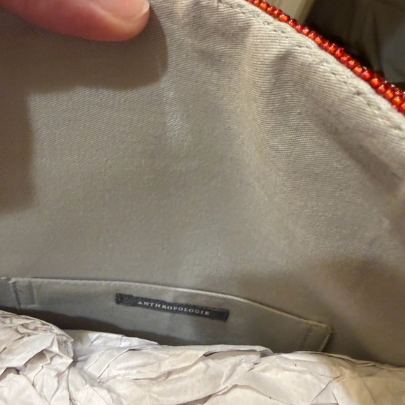 Anthropologie Apple Red and White Beaded Women's Bag - Picture 3 of 3